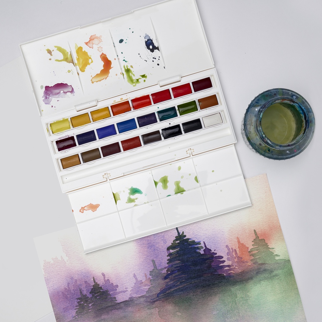SET DE ACUARELA STUDIO 0390084 COTMAN 24 PASTILLAS - WINSOR & NE