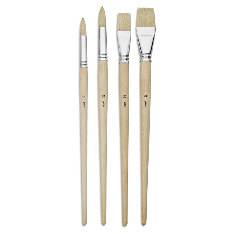 SET DE PINCELES DE MANGO CORTO DE POLIAMIDA BLANCA - PEBEO