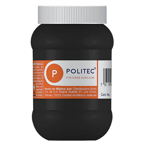 PINTURA ACRILICA 500ML NEGRO NO.302 - POLITEC