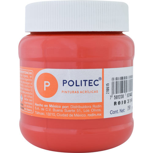 PINTURA ACRILICA 250ML ROJO NO.314 - POLITEC
