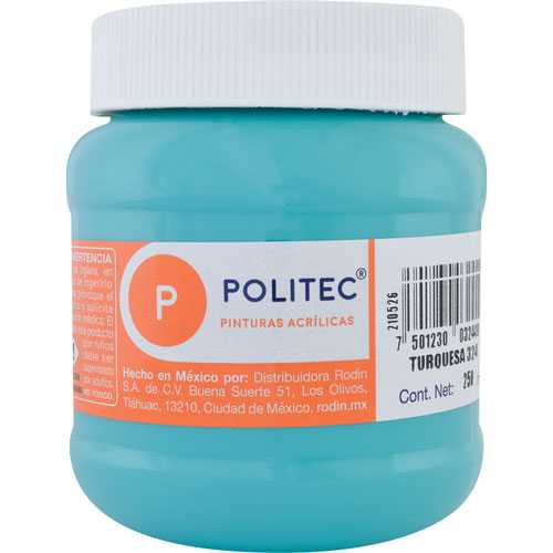 PINTURA ACRILICA 250ML TURQUESA NO.324 - POLITEC