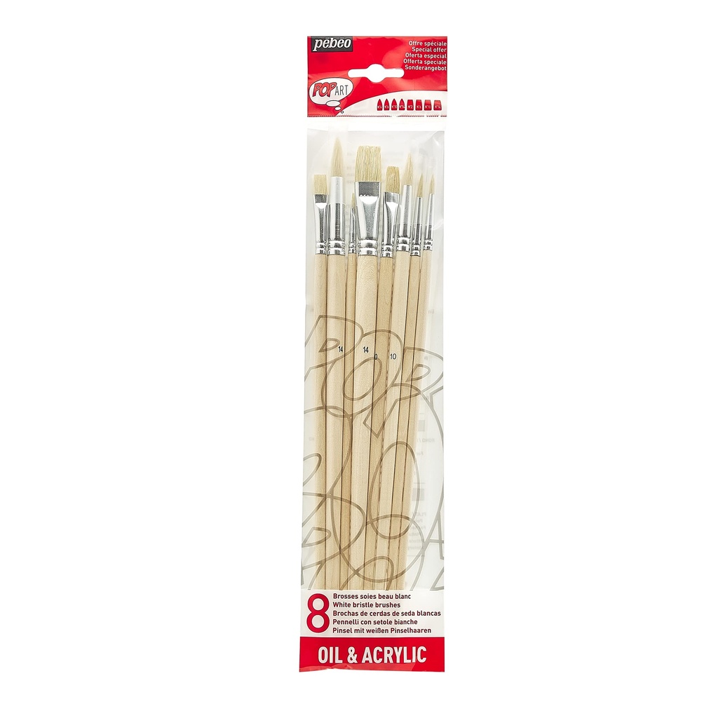 SET DE PINCELES 8 DE CERDA SURTIDOS - PEBEO