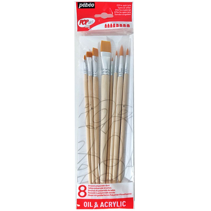 SET DE PINCELES 8 SINTETICOS SURTIDOS - PEBEO
