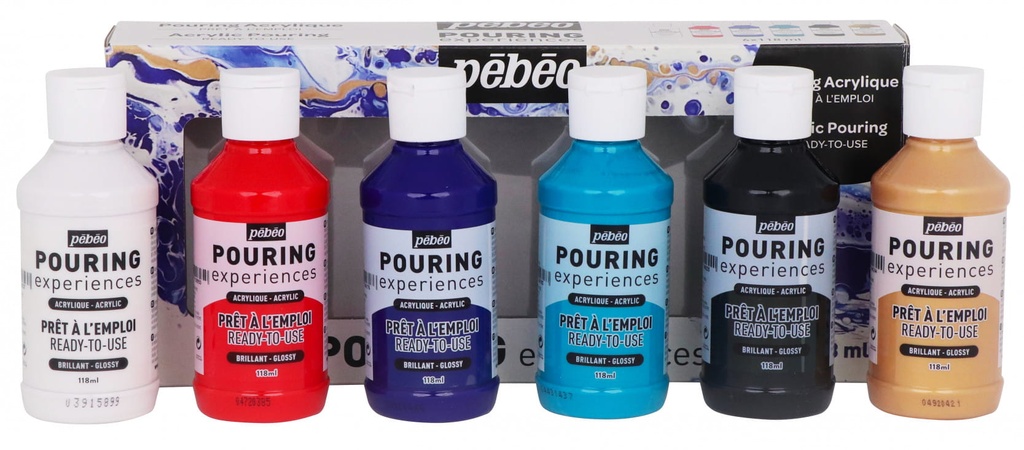 SET DE ACRILICOS P/POURING 6X118ML - PEBEO