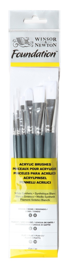 SET DE 6 PINCELES CORTOS FOUNDATION ACRYLIC - WINSOR & NE