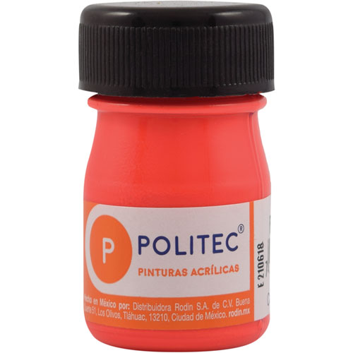 [7501230080211] PINTURA ACRILICA 20ML ROJO FLUO L-802 - POLITEC