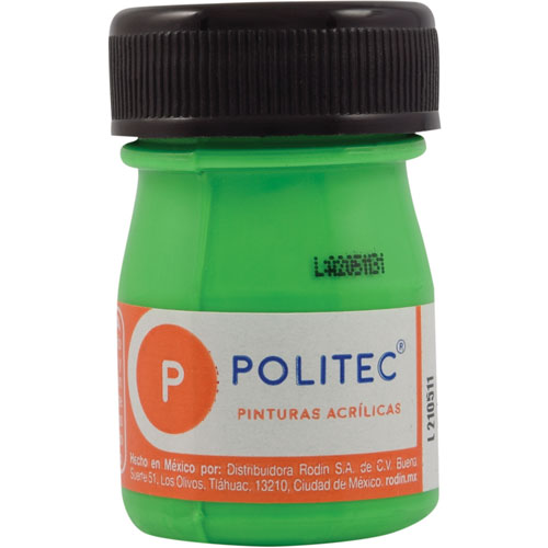 [7501230080419] PINTURA ACRILICA 20ML VERDE FLUO L-804 - POLITEC