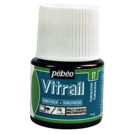 [3167860500174] VITRAIL 45ML AZUL TURQUESA #17 TRANSPARENTE - PEBEO