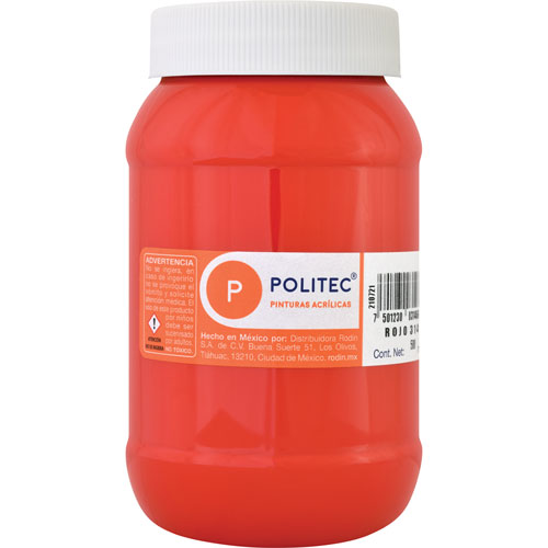 [7501230031466] PINTURA ACRILICA 500ML ROJO NO.314 - POLITEC