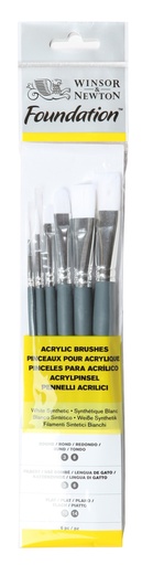 [884955030554] SET DE 6 PINCELES CORTOS FOUNDATION ACRYLIC - WINSOR & NE